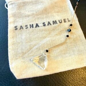 NWOT Sasha Samuel Black crystal and Quartz Sterling Rosary Necklace